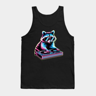 Retro Raccoon DJ Funny Raccoon Tank Top